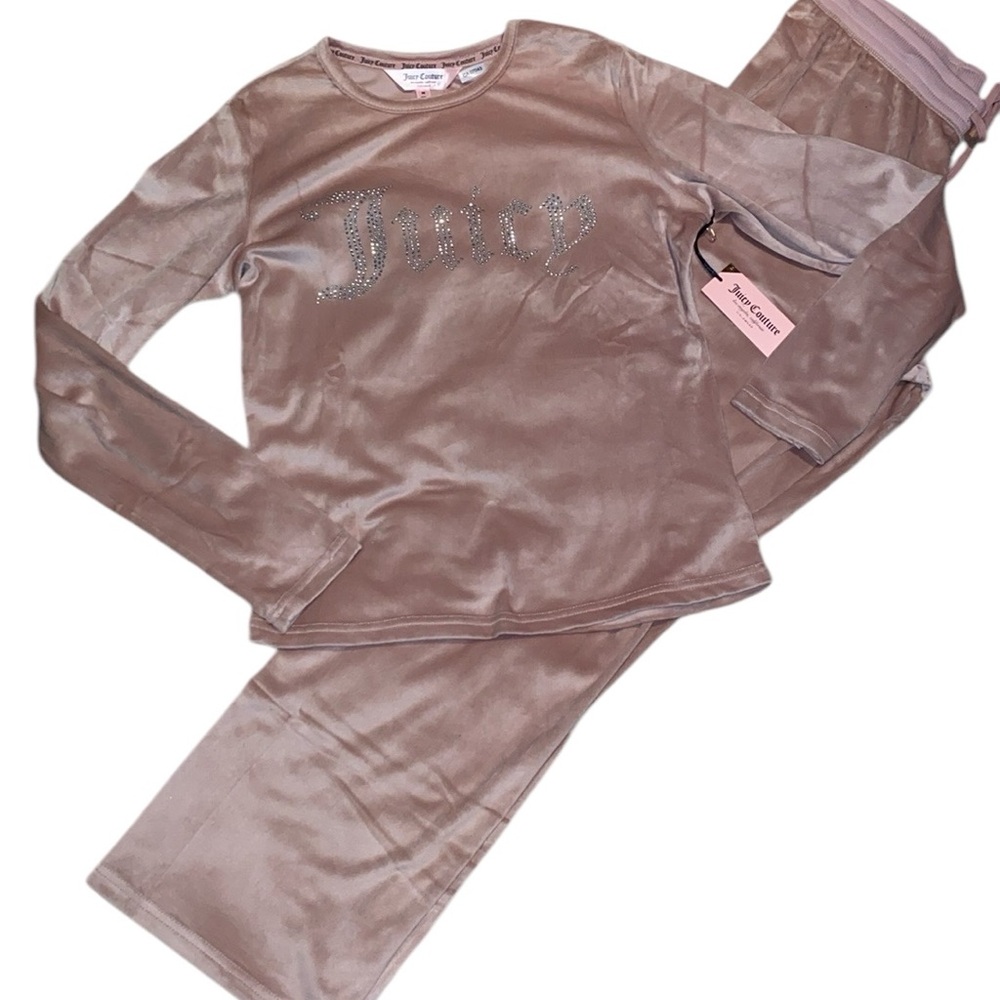 Juicy Couture Velour Pants and Shirt PAJAMAS Blush Pink NEW